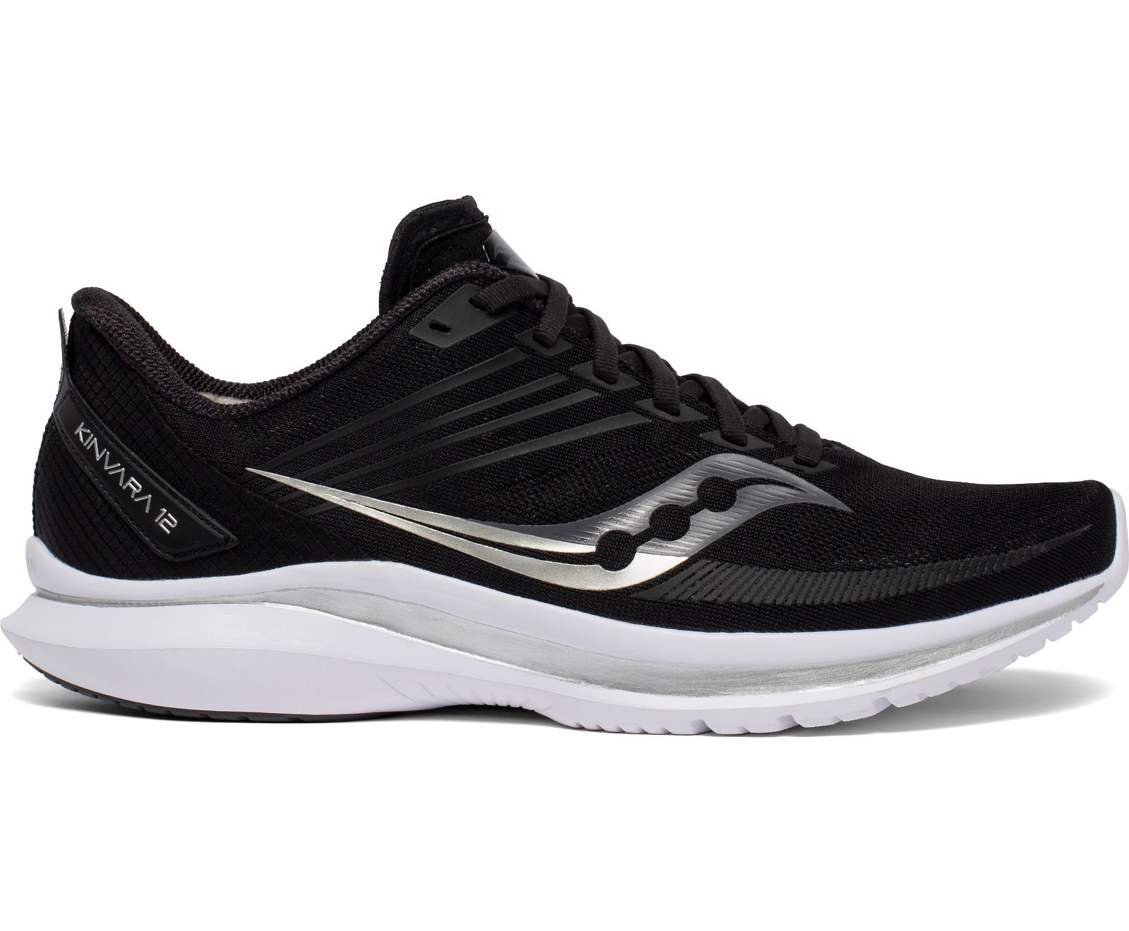 Men's Saucony Kinvara 12 Running Shoes Black / Silver | Singapore 524RVDW